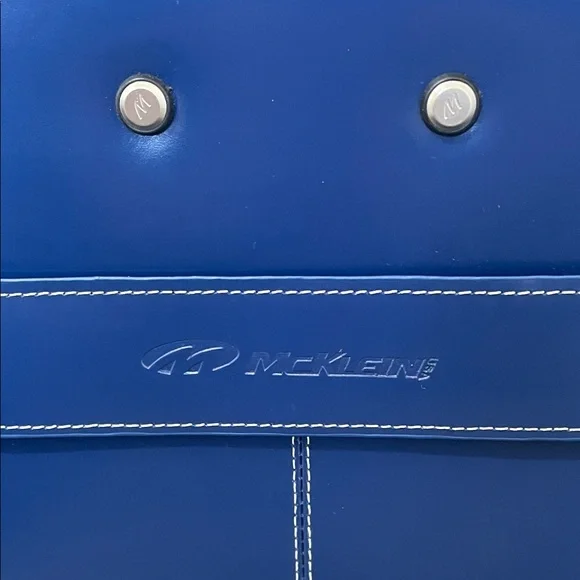McKlein Edgebrook Navy Leather Rolling Briefcase Laptop Bag Lock Key - Picture 15 of 16